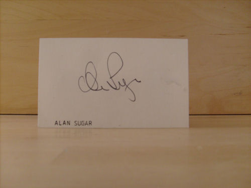 Alan Sugar Signed White Card