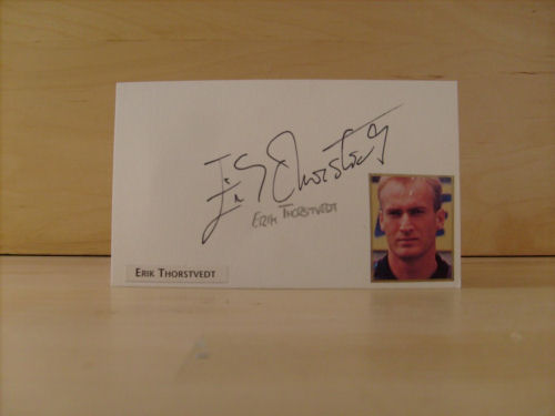 Erik Thorstvedt Signed White Card Erik Thorstvedt Signed White Card