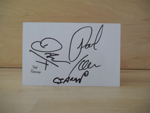 Dan Gillespie Sells, Kevin Jeremiah, Ciaran Jeremiah. Paul Stewart – The Feeling Signed White Card