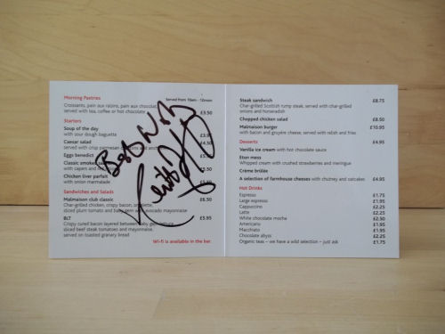 Keith Duffy Signed Menu
