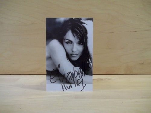 Elizabeth Hurley Signed Black and White Photo