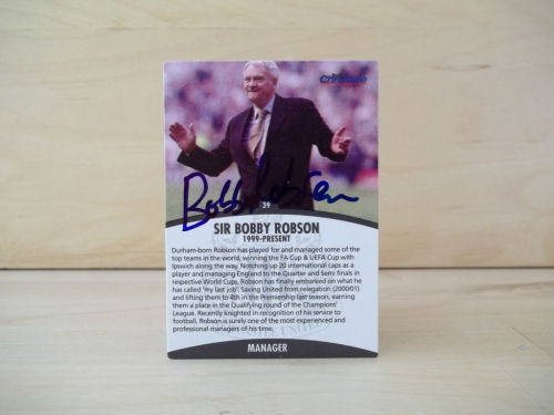 Bobby Robson Signed Football Card Bobby Robson Signed Football Card