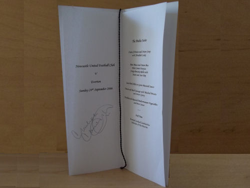 Malcolm Macdonald Signed Menu Malcolm Macdonald Signed Menu