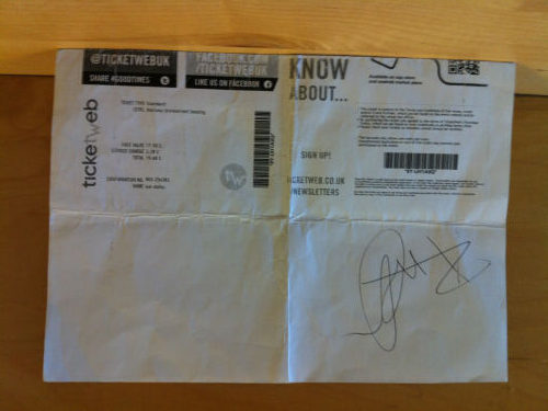 Rita Ora Signed Concert Ticket
