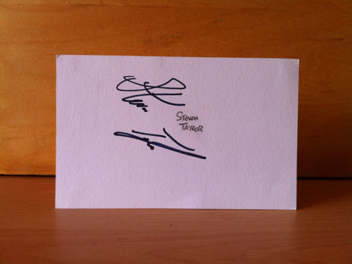 Steven Taylor Signed White Card Steven Taylor Signed White Card