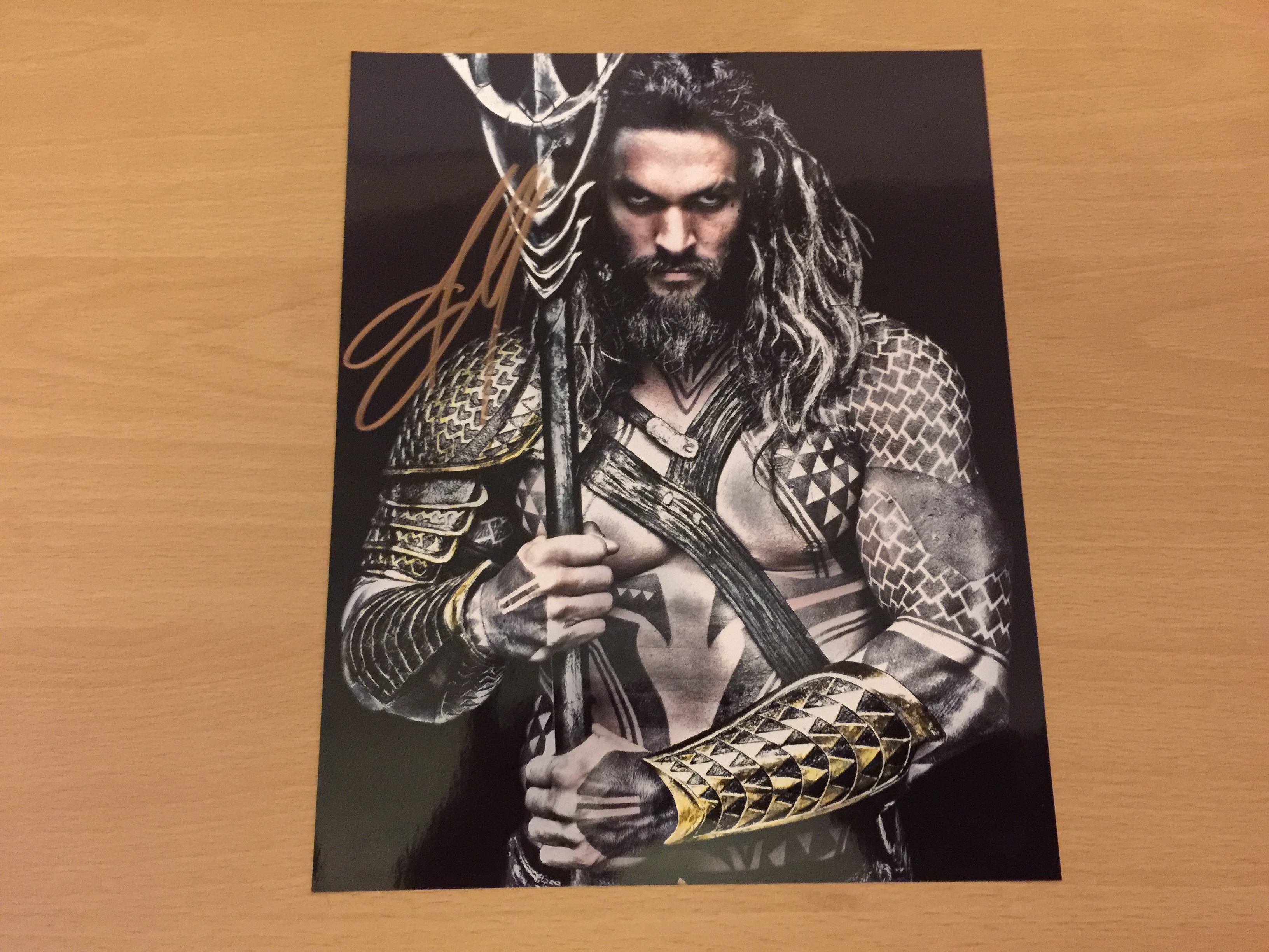Jason Momoa Signed Black and White Photo