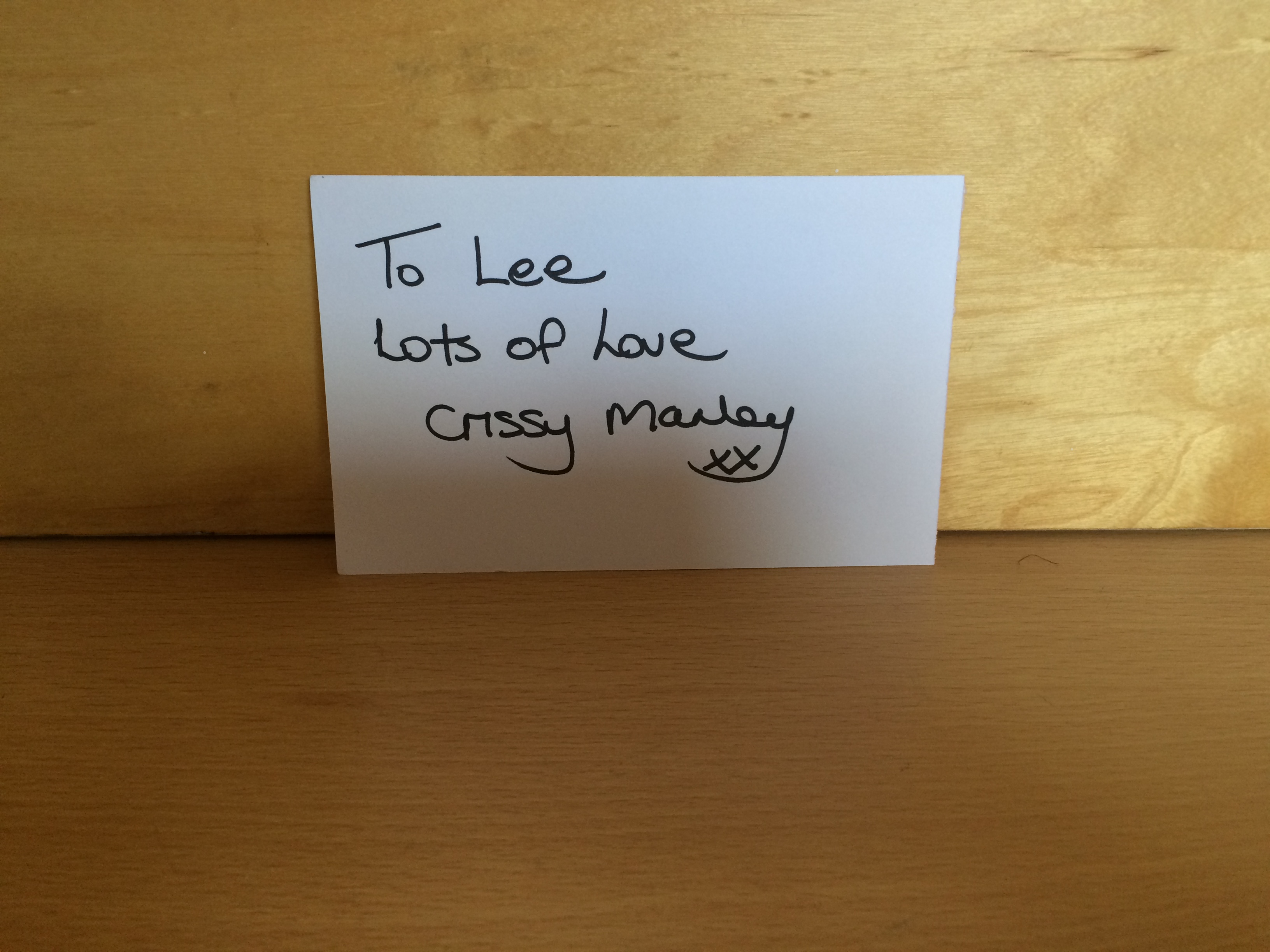 Crissy Manley Signed White Card Crissy Manley Signed White Card