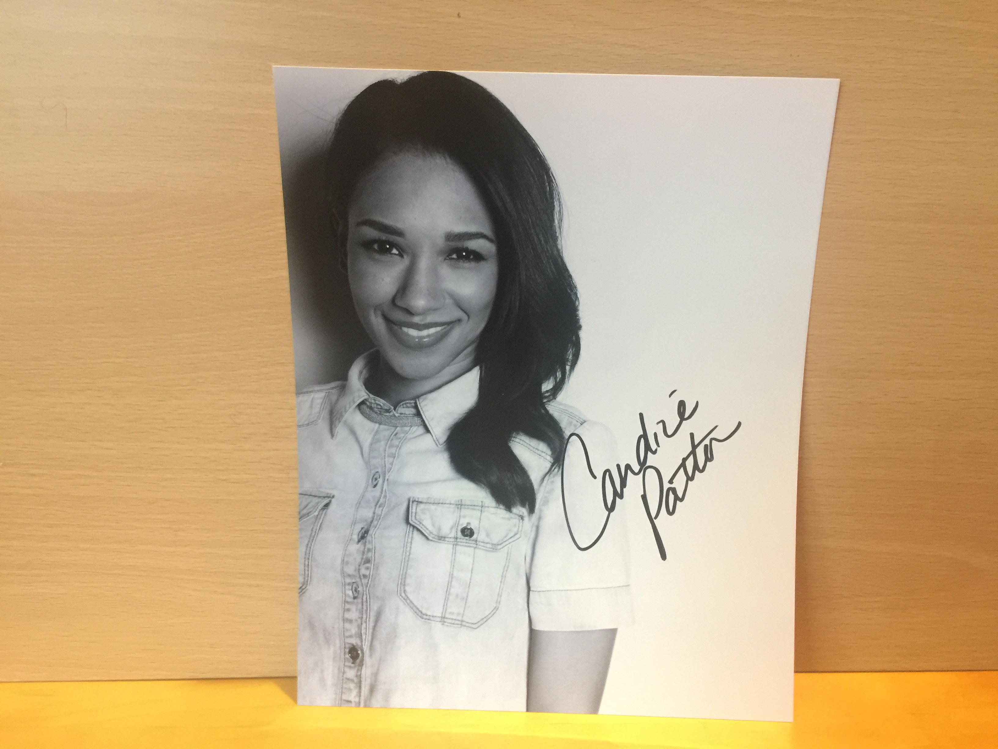 Candice Patton Signed Black and White Photo