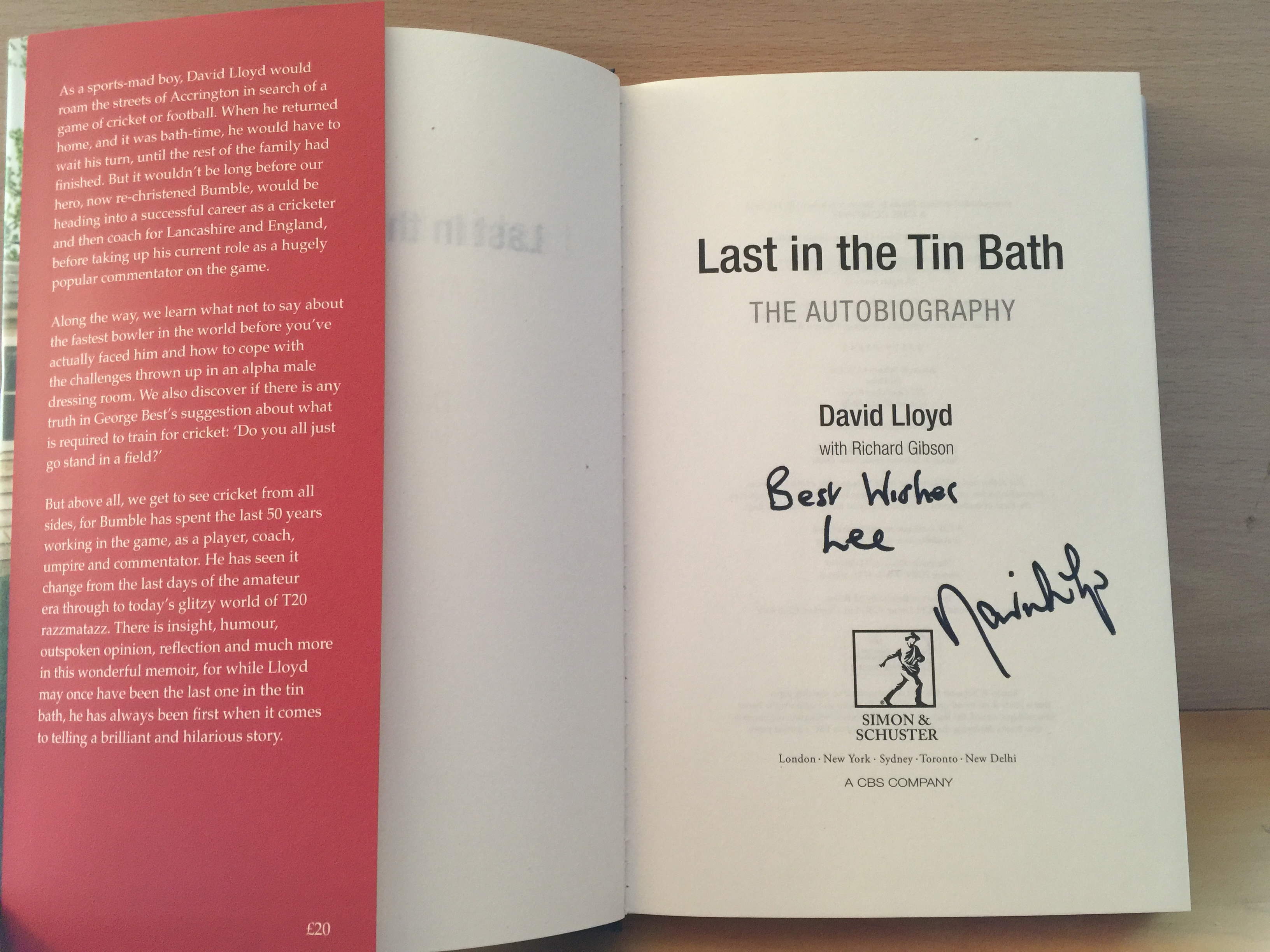 David Lloyd Signed Book David Lloyd Signed Book