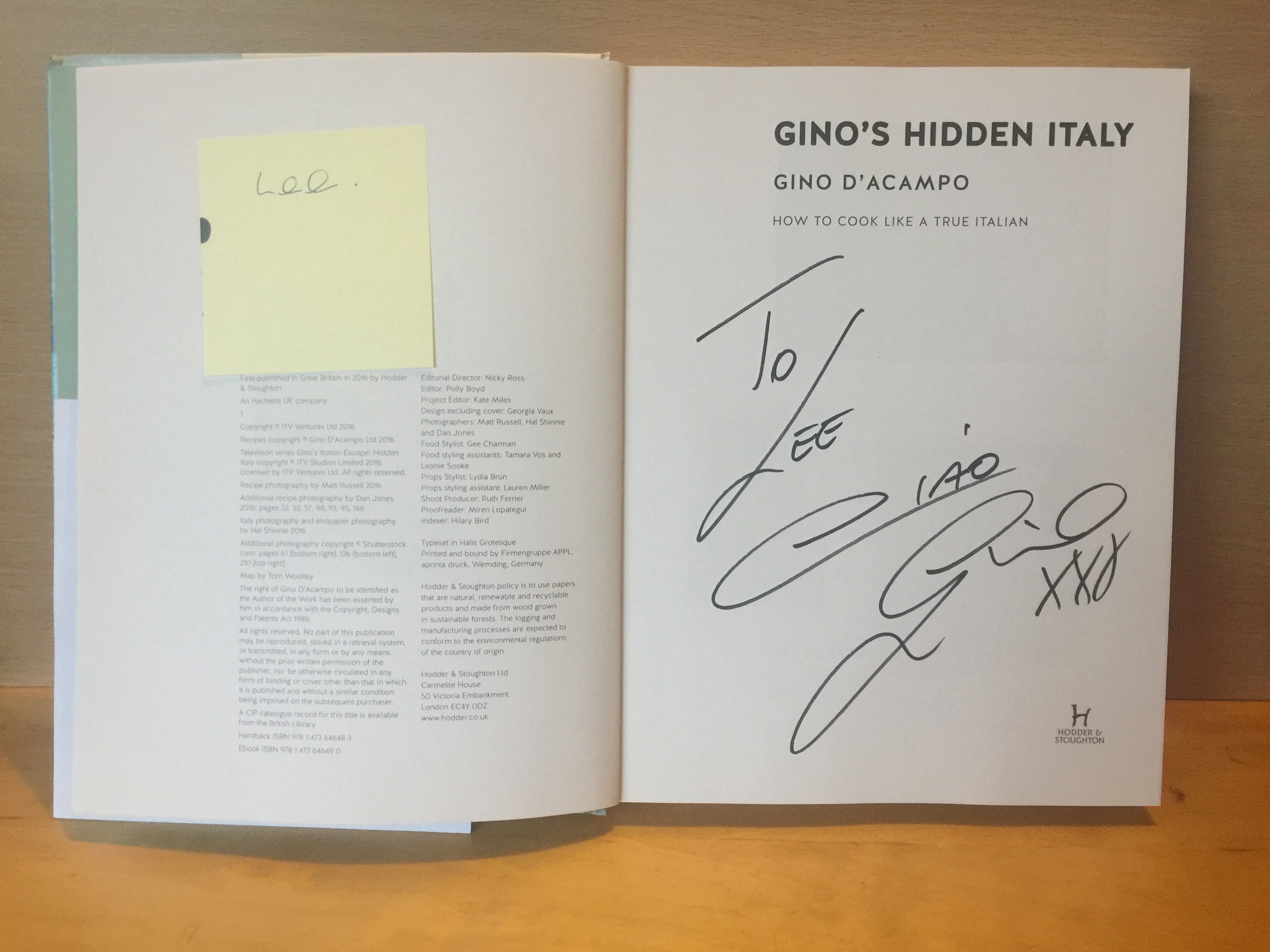Gino D’Acampo Signed Book