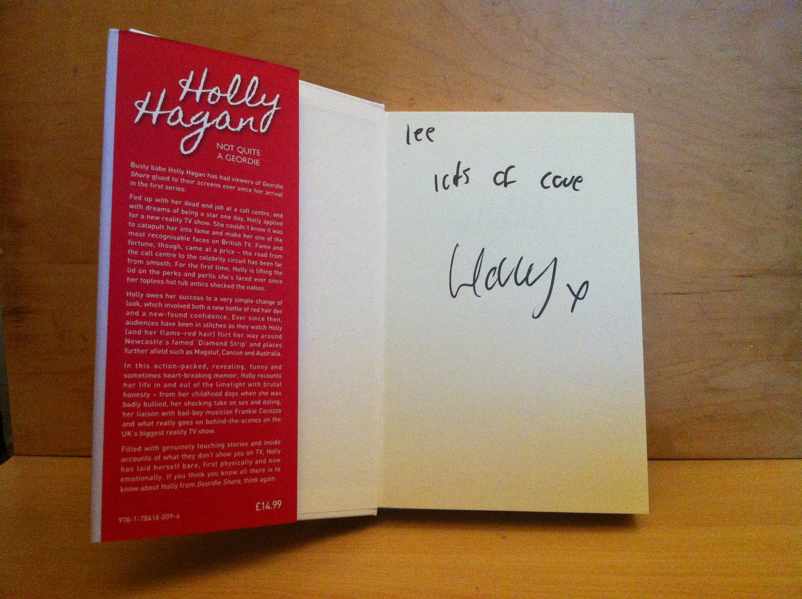 Holly Hagan Signed Book