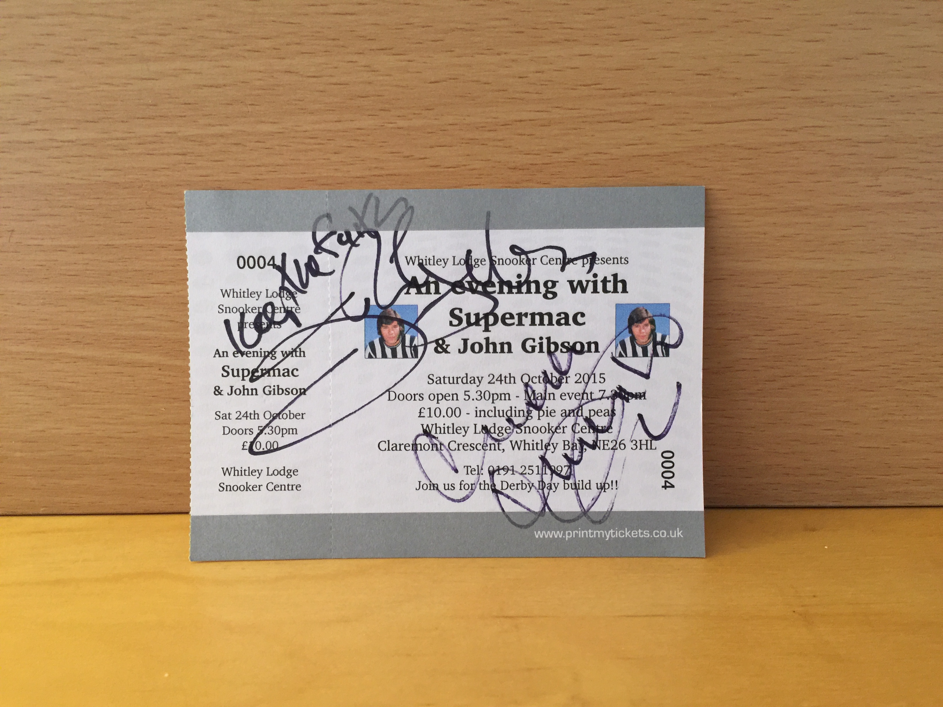 Malcolm Macdonald and John Gibson Signed Ticket Malcolm Macdonald and John Gibson Signed Ticket