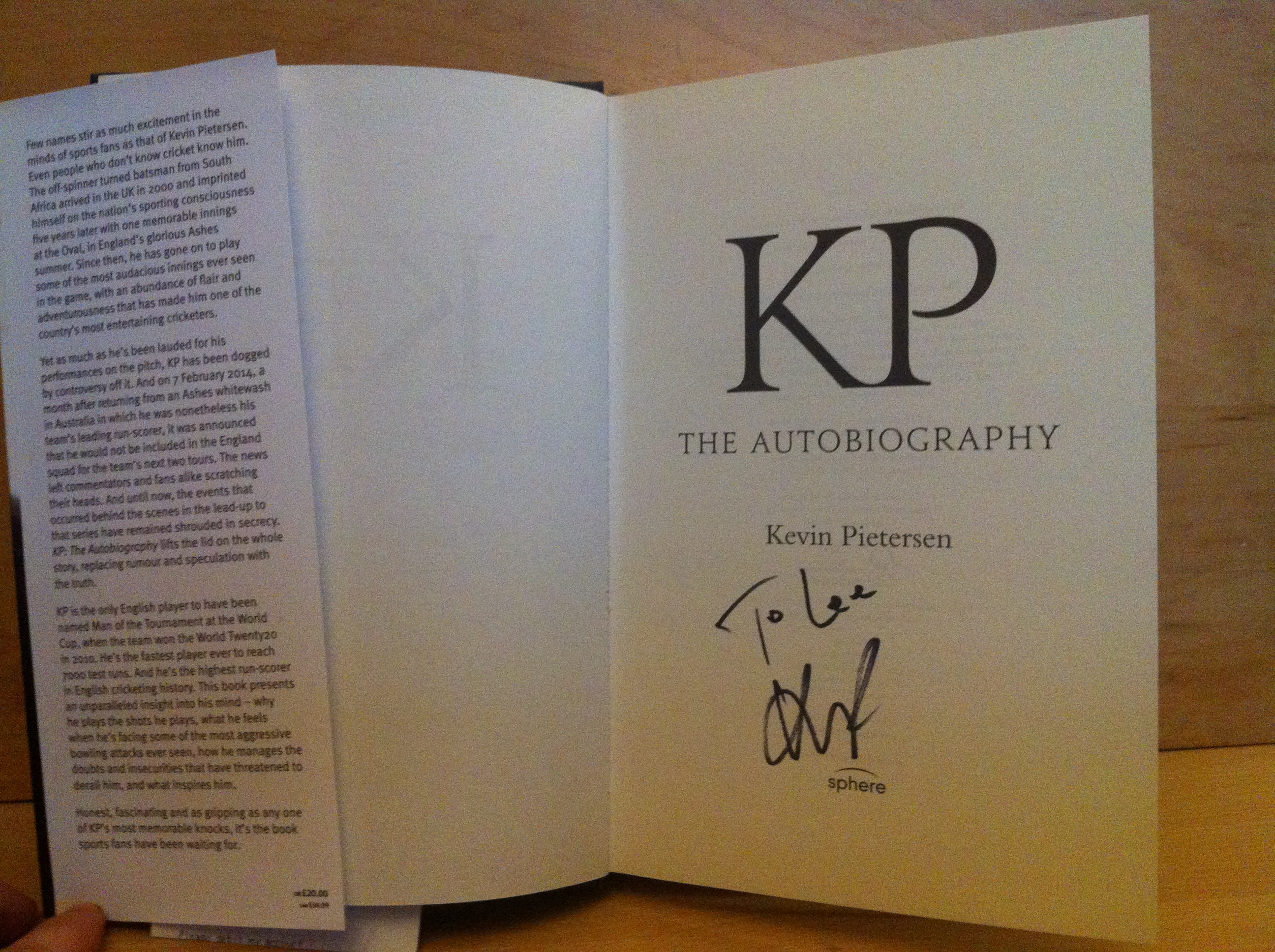Kevin Pietersen Signed Book Kevin Pietersen Signed Book