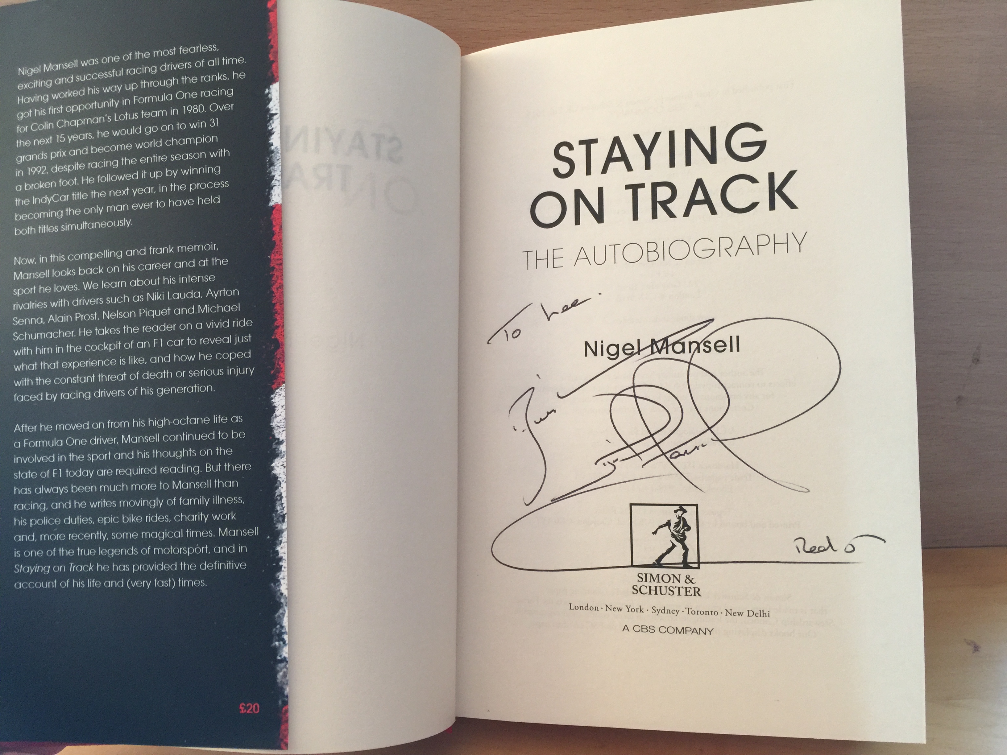 Nigel Mansell Signed Book