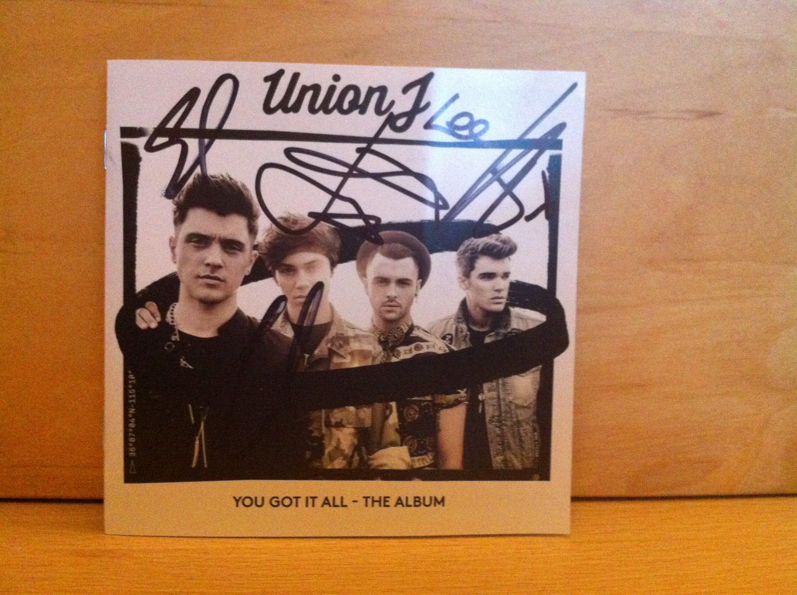 JJ Hamblett, Jaymi Hensley, Josh Lloyd-Cuthbert, George Shelley – Union J Signed CD Album Cover