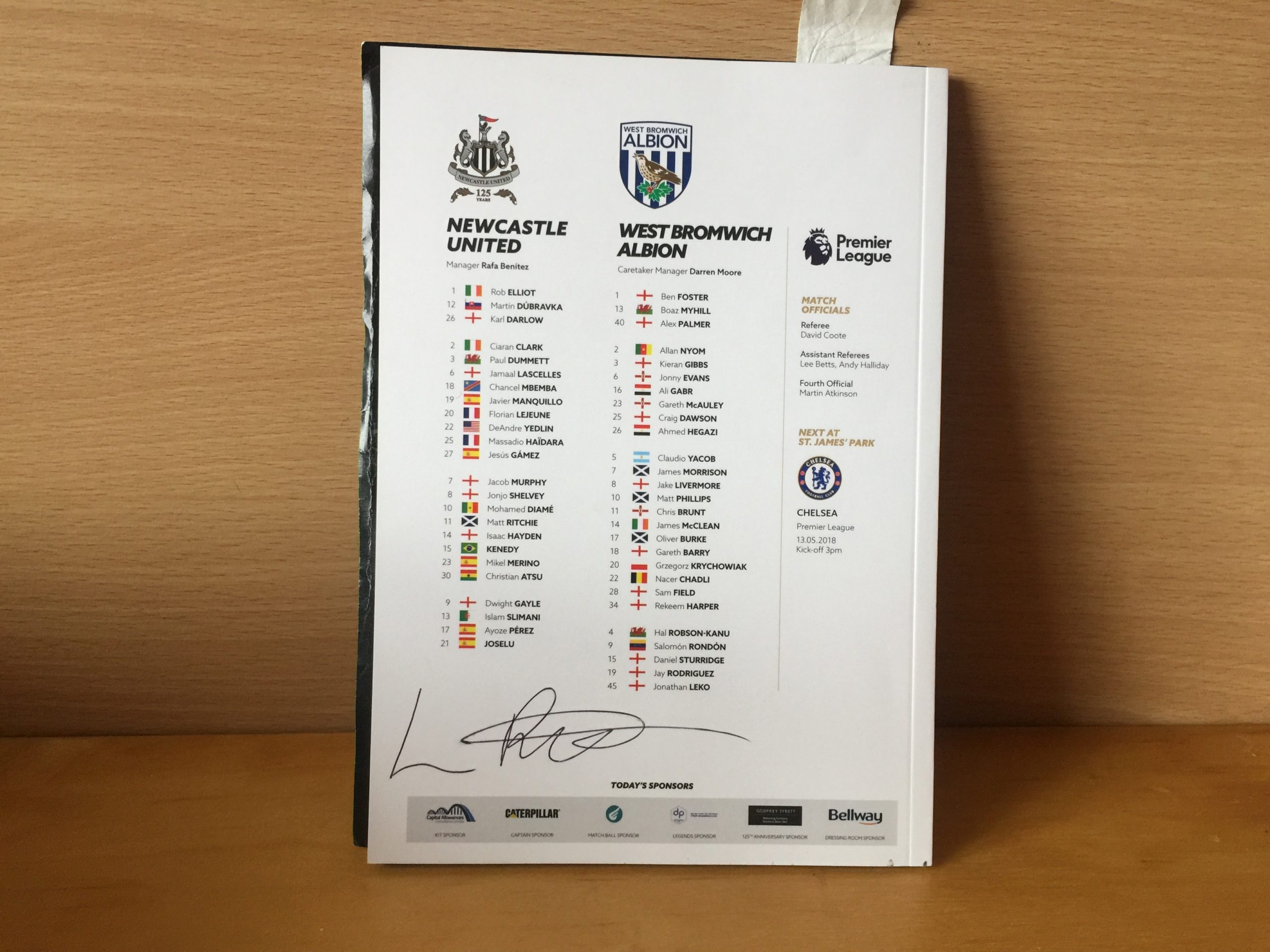 Lewis Ritson Signed Football Programme Lewis Ritson Signed Football Programme