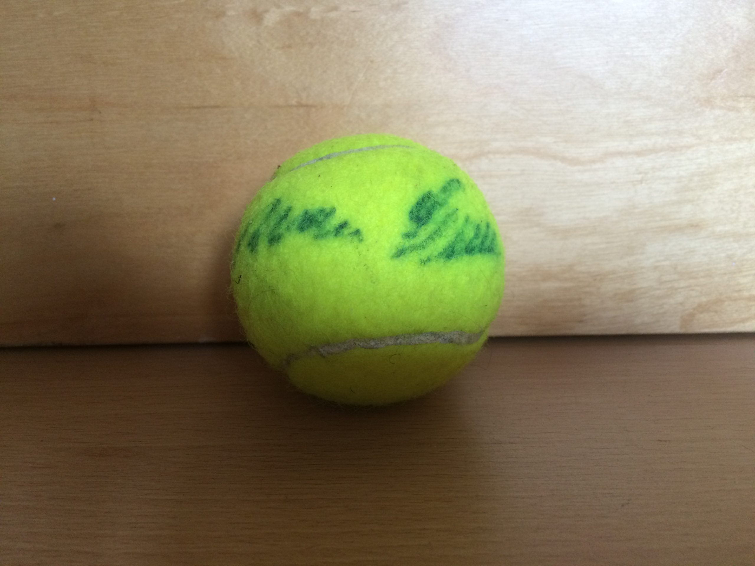 Unknown 2 Signatures on a Tennis ball