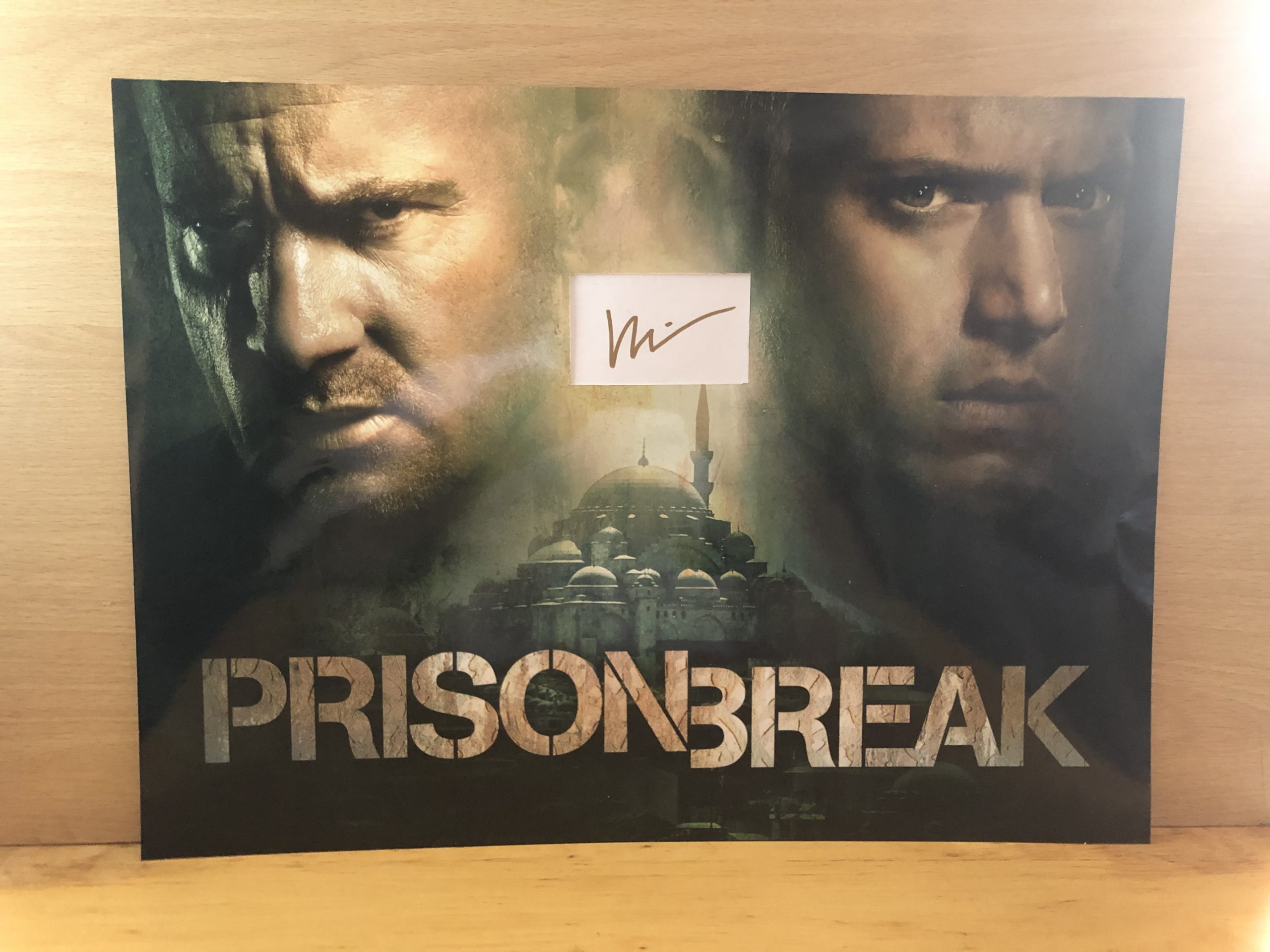 Wentworth Miller Signed White Card Within A3 Colour Photo
