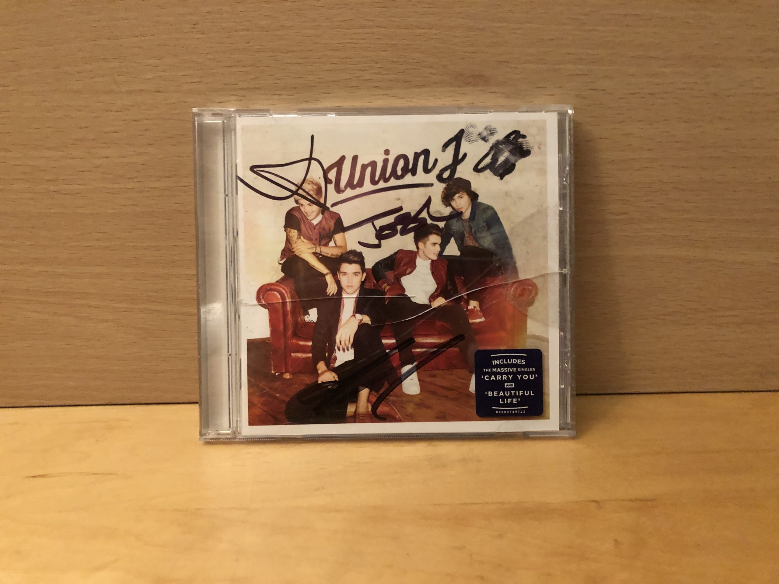 JJ Hamblett, Jaymi Hensley, Josh Lloyd-Cuthbert, George Shelley – Union J Signed CD Album Cover
