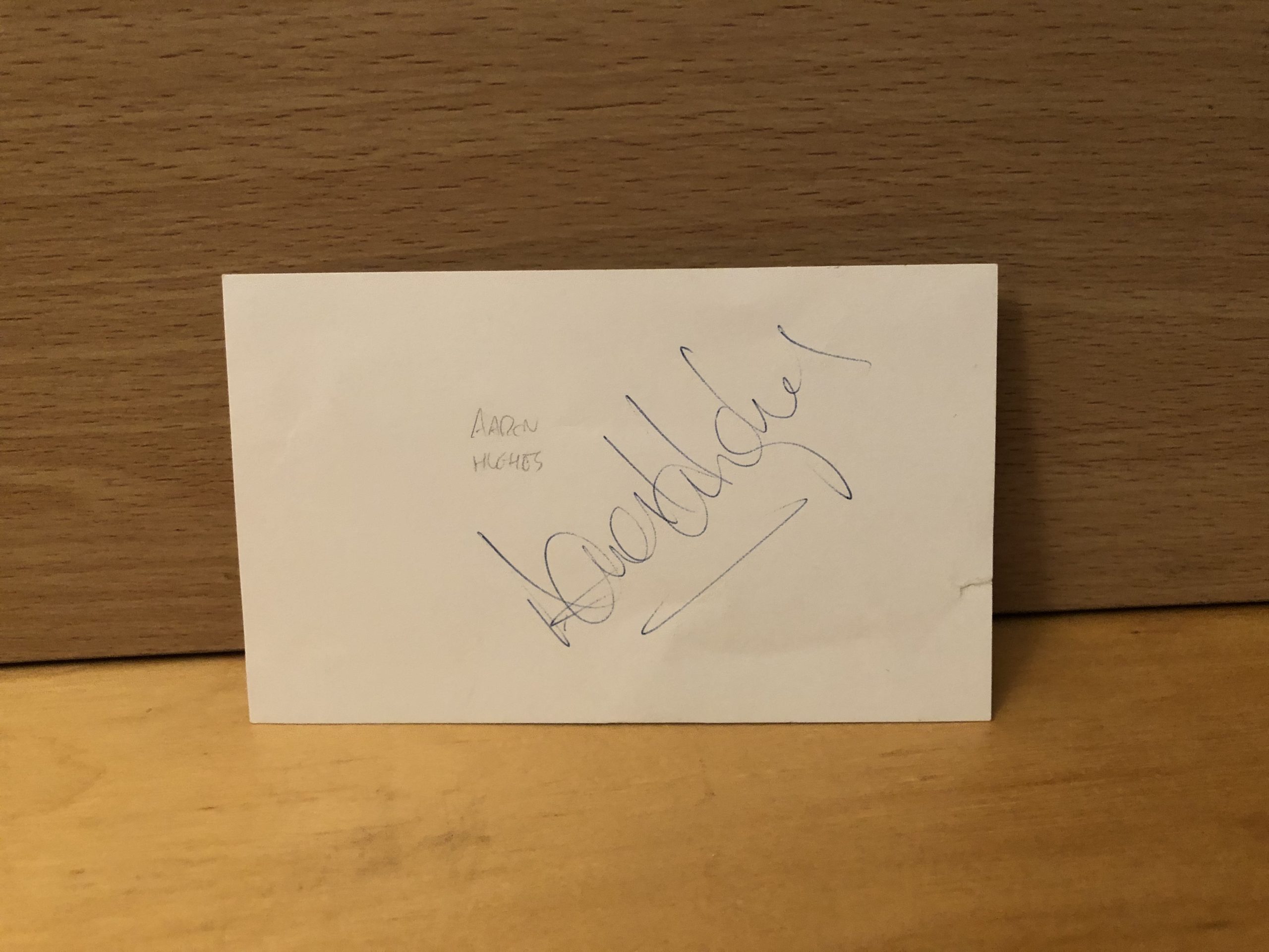 Aaron Hughes Signed White Card Aaron Hughes Signed White Card