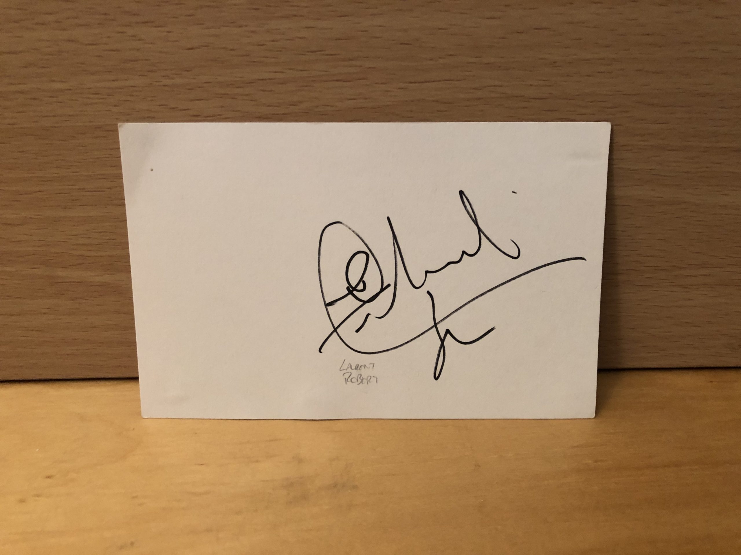 Laurent Robert Signed White Card