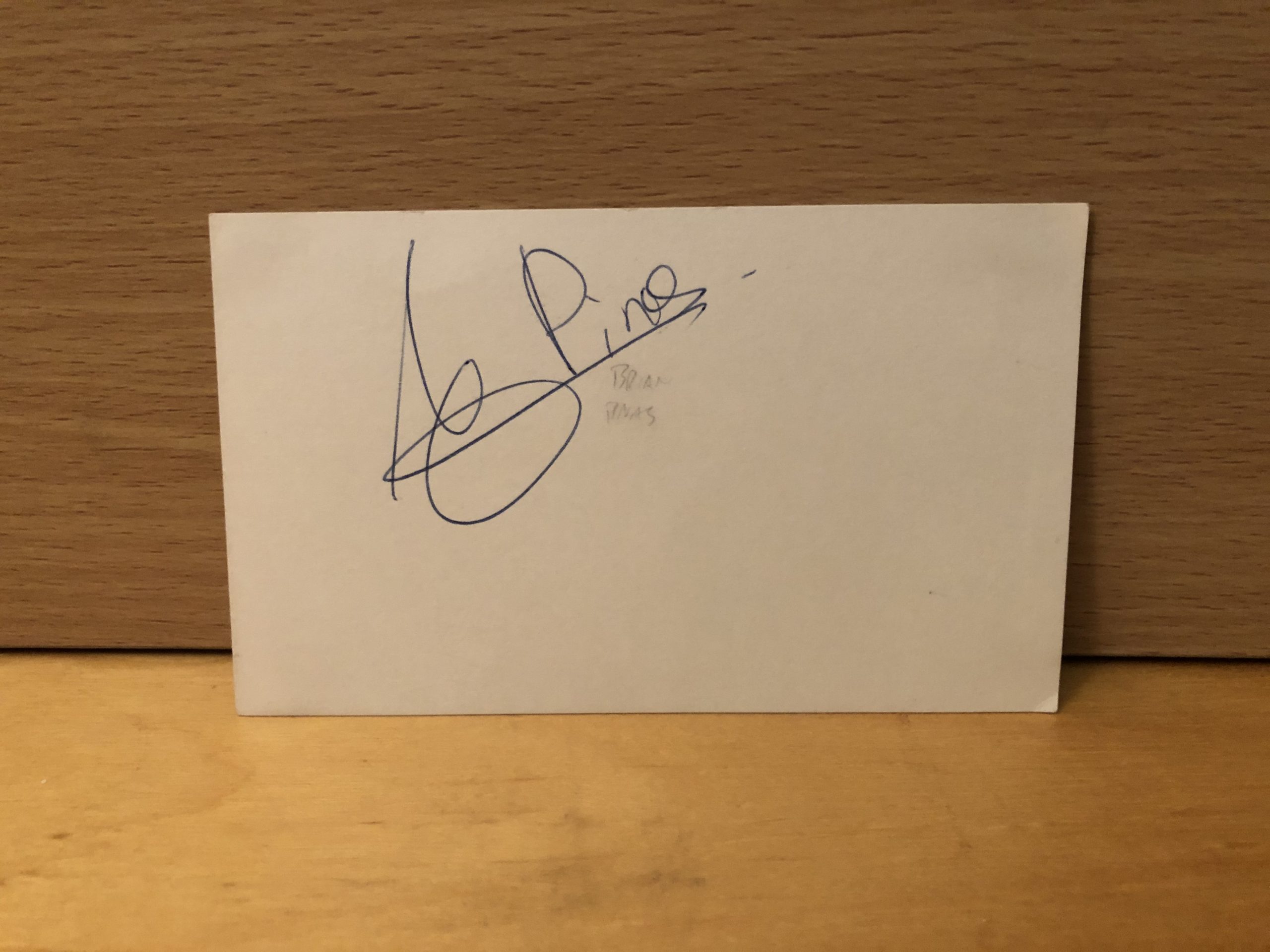 Brian Pinas Signed White Card
