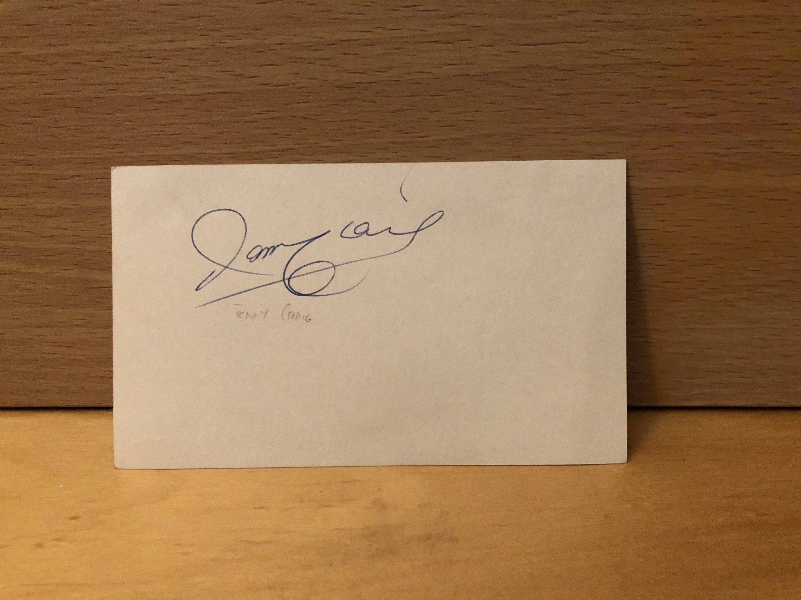 Tommy Craig Signed White Card