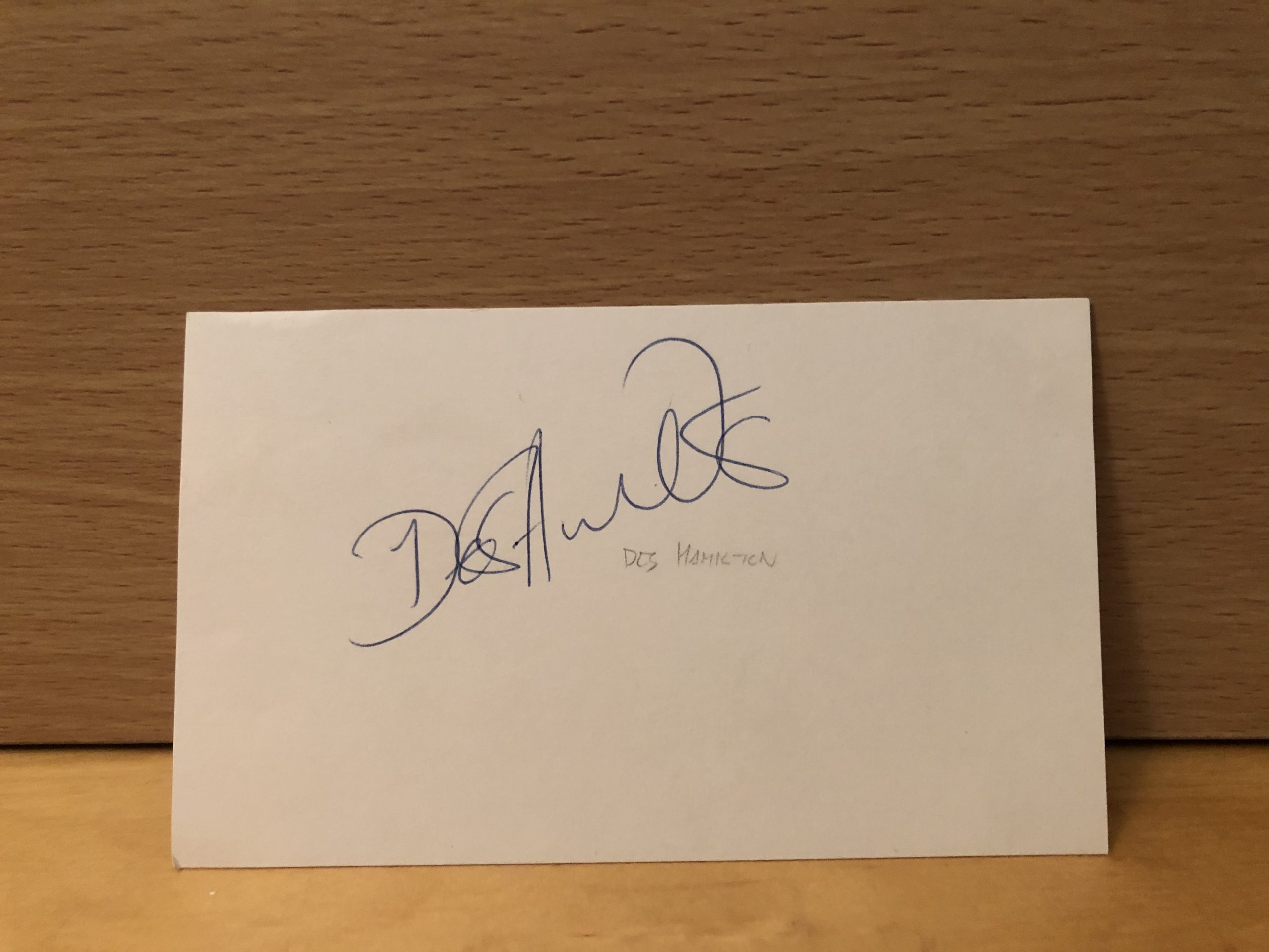 Des Hamilton Signed White Card Des Hamilton Signed White Card