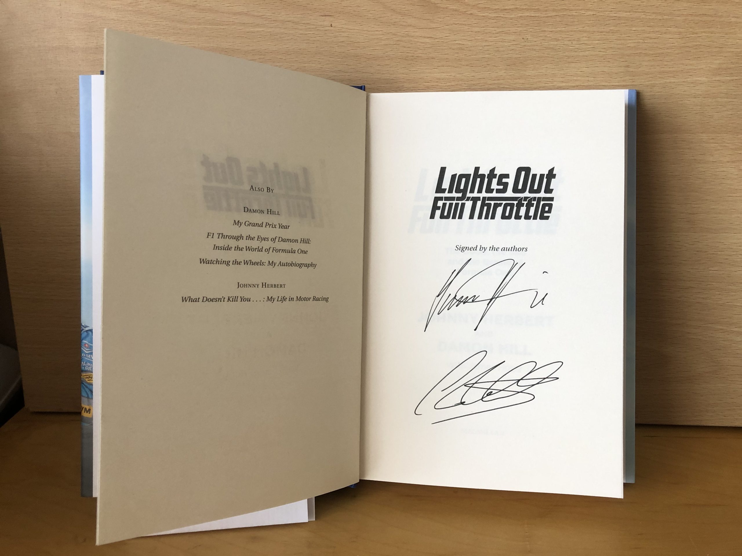Damon Hill and Johnny Herbert Signed Book Damon Hill and Johnny Herbert Signed Book