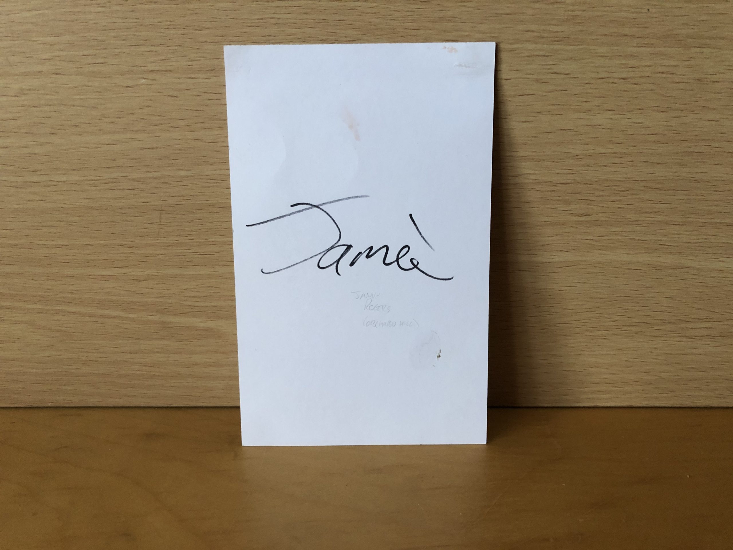 Unknown Signature on White Card