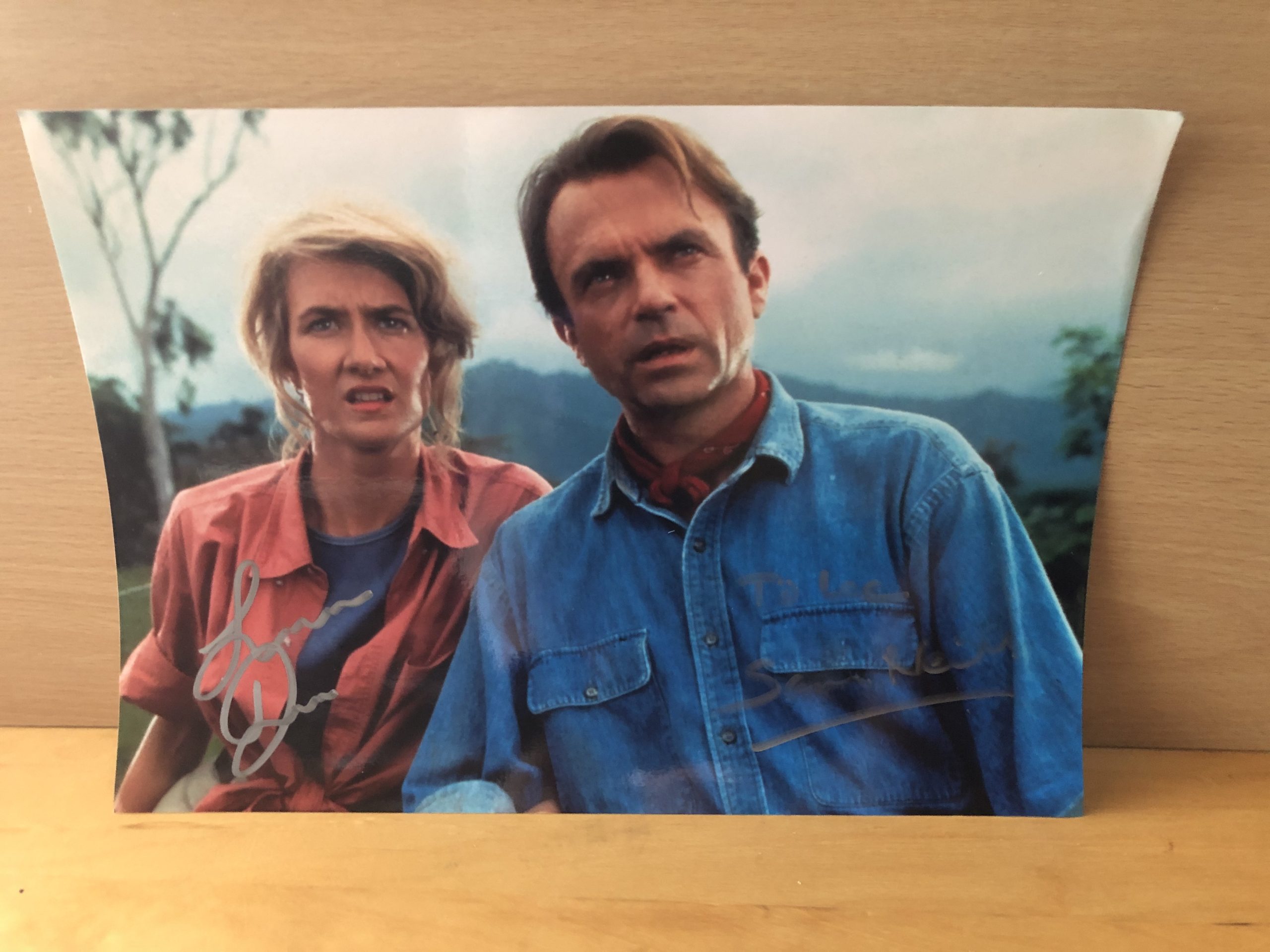 Sam Neill and Laura Dern Signed Colour Photo Sam Neill and Laura Dern Signed Colour Photo