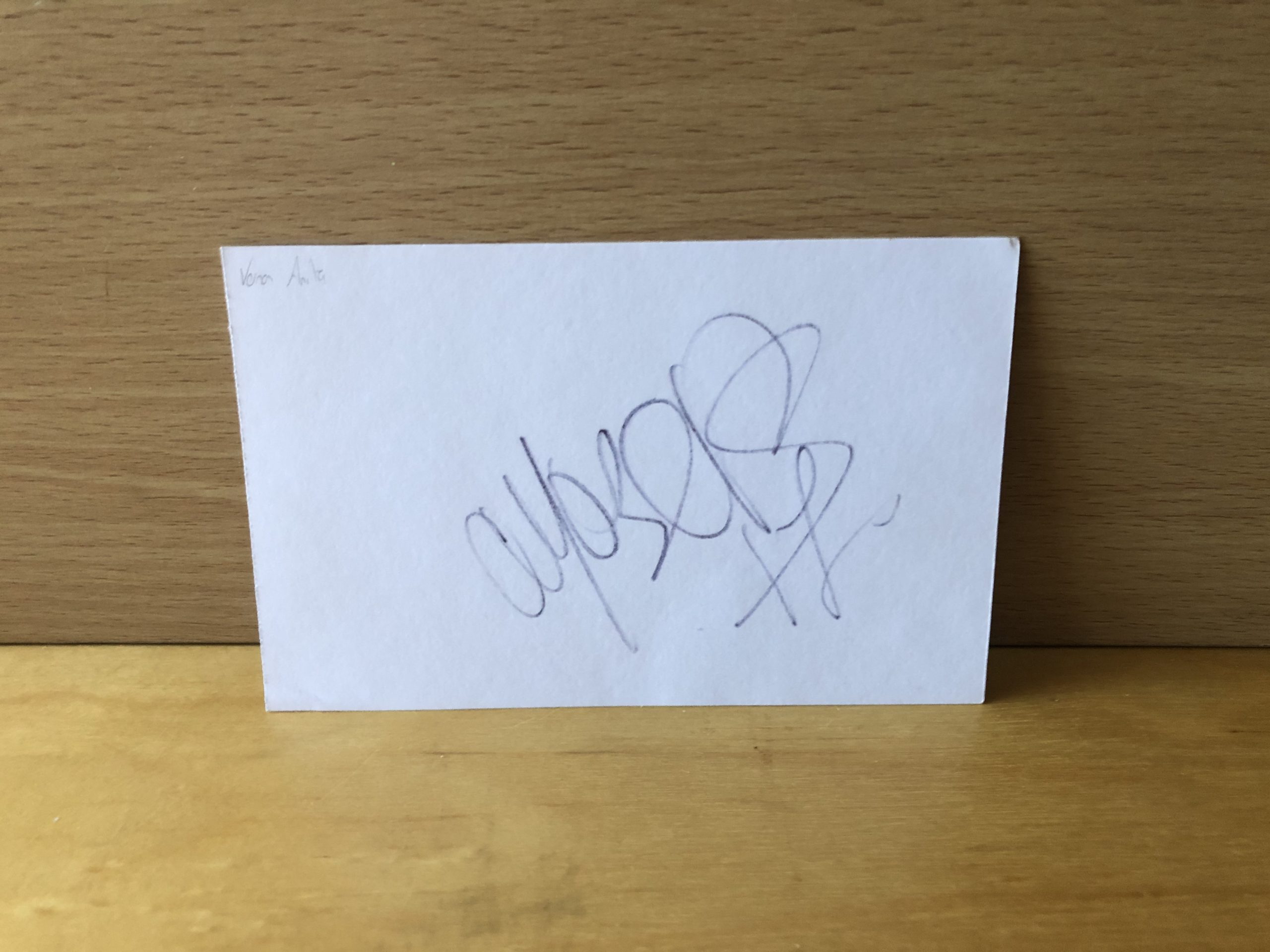 Unknown Signed White Card Unknown Signed White Card