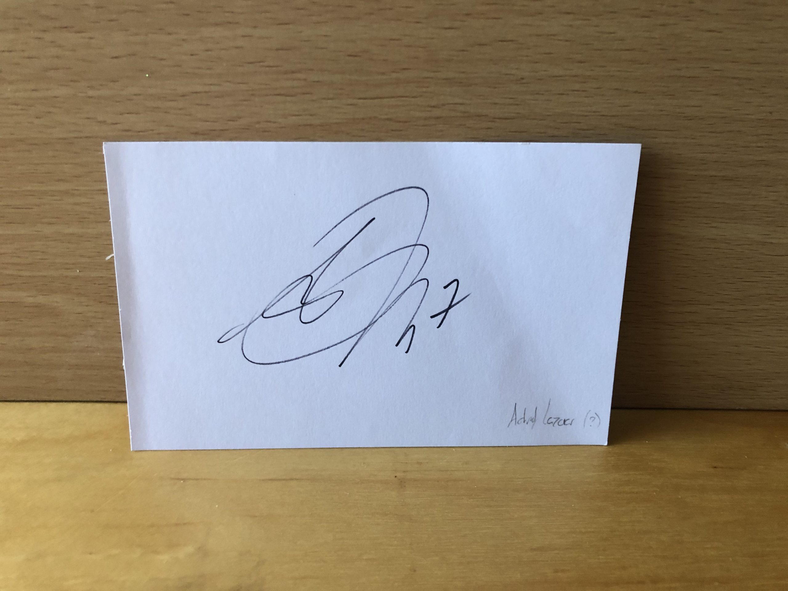 Unknown Signed White Card Unknown Signed White Card