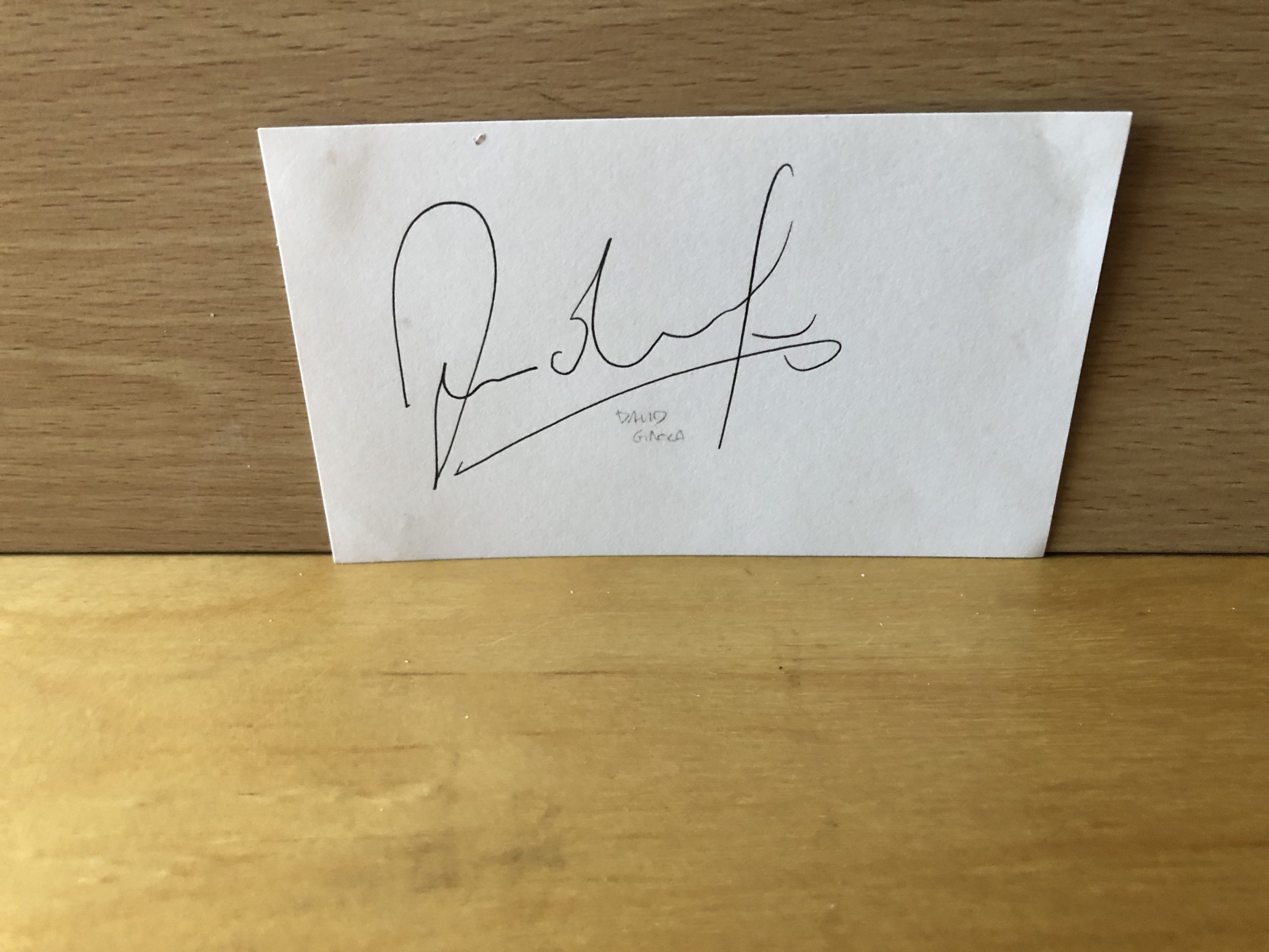 David Ginola Signed White Card David Ginola Signed White Card