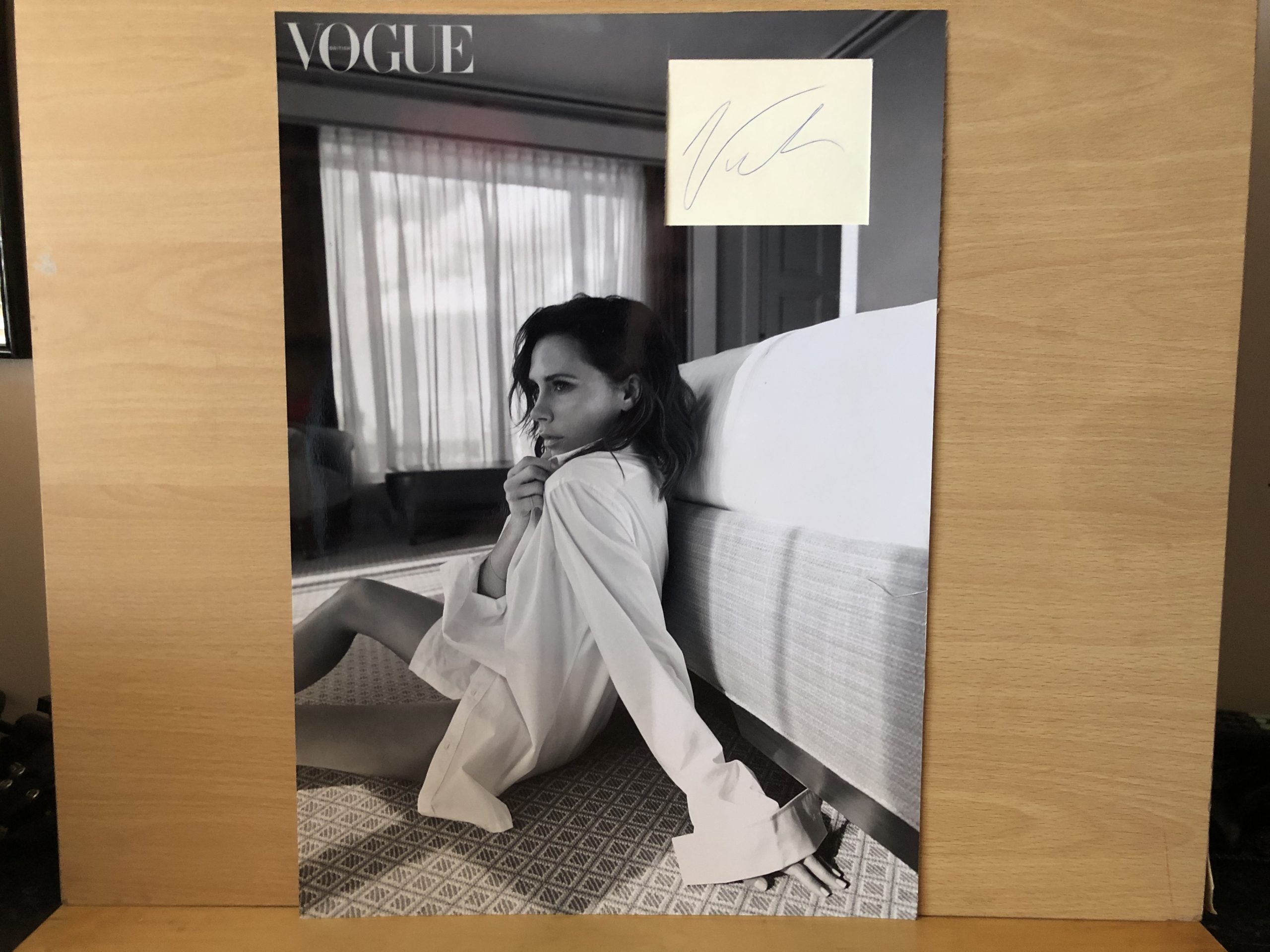 Victoria Beckham Signed White Card Within A3 Colour Photo Victoria Beckham Signed White Card Within A3 Colour Photo