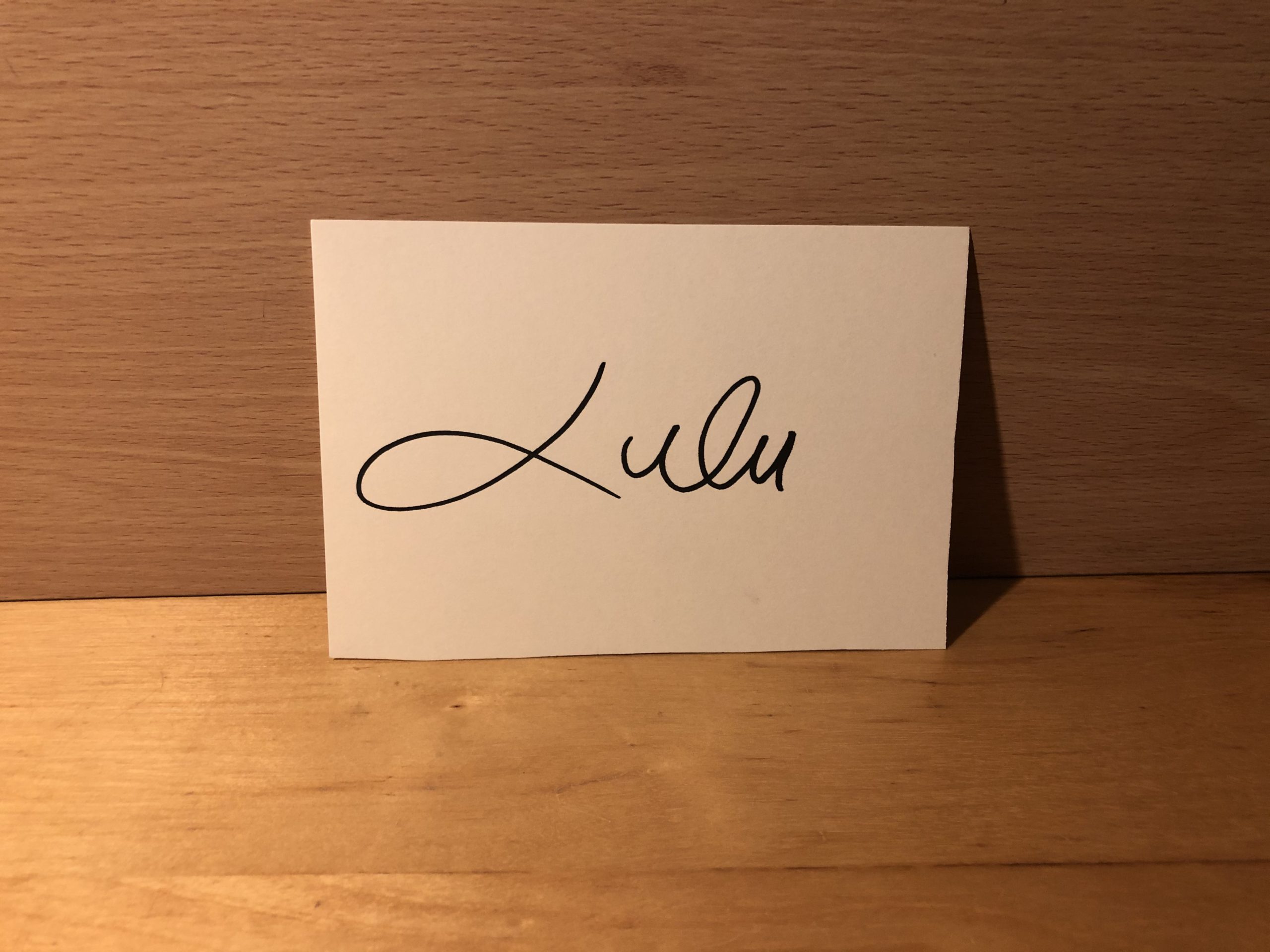 Lulu Signed White Card Lulu Signed White Card