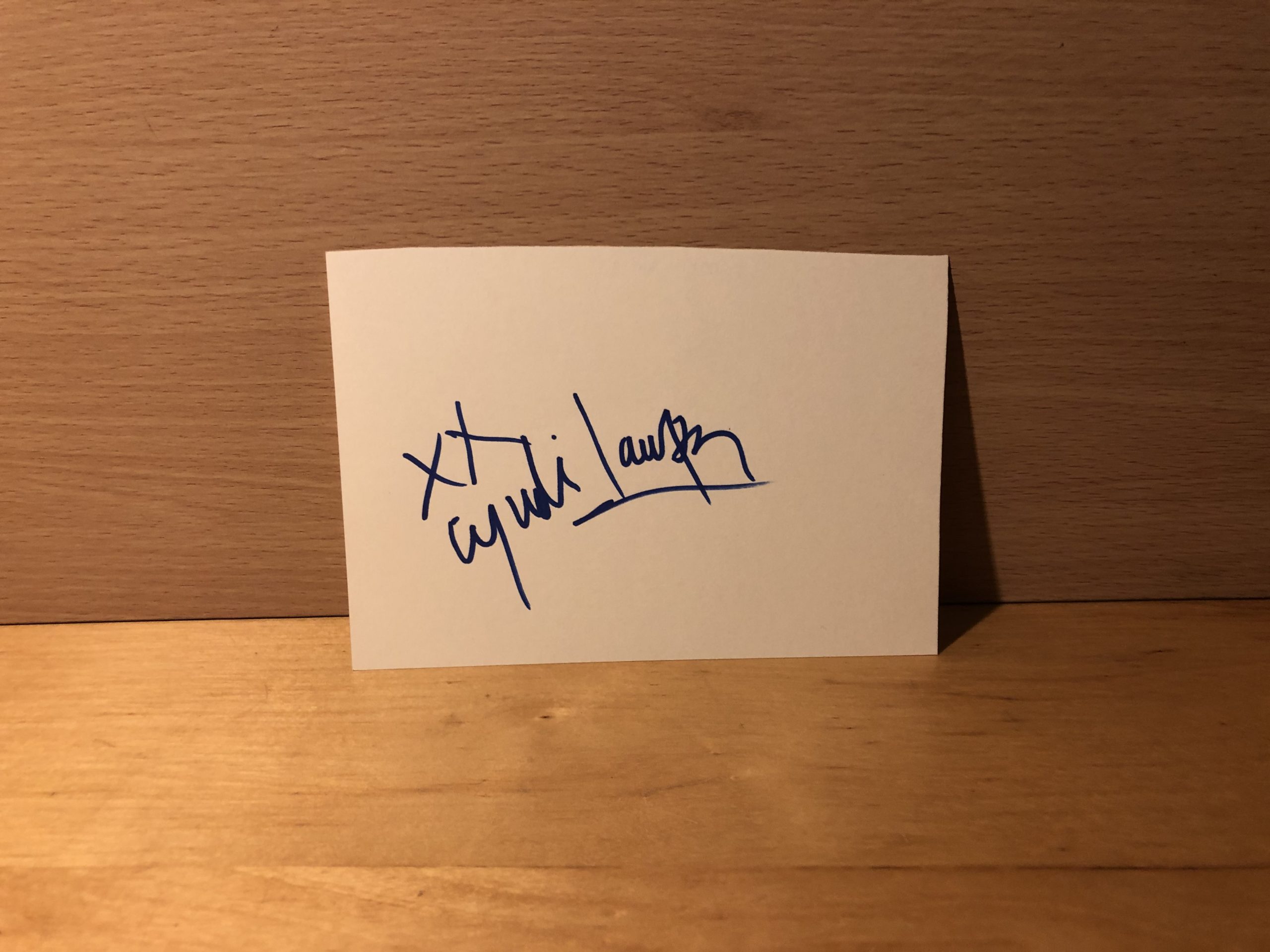 Cyndi Lauper Signed White Card Cyndi Lauper Signed White Card
