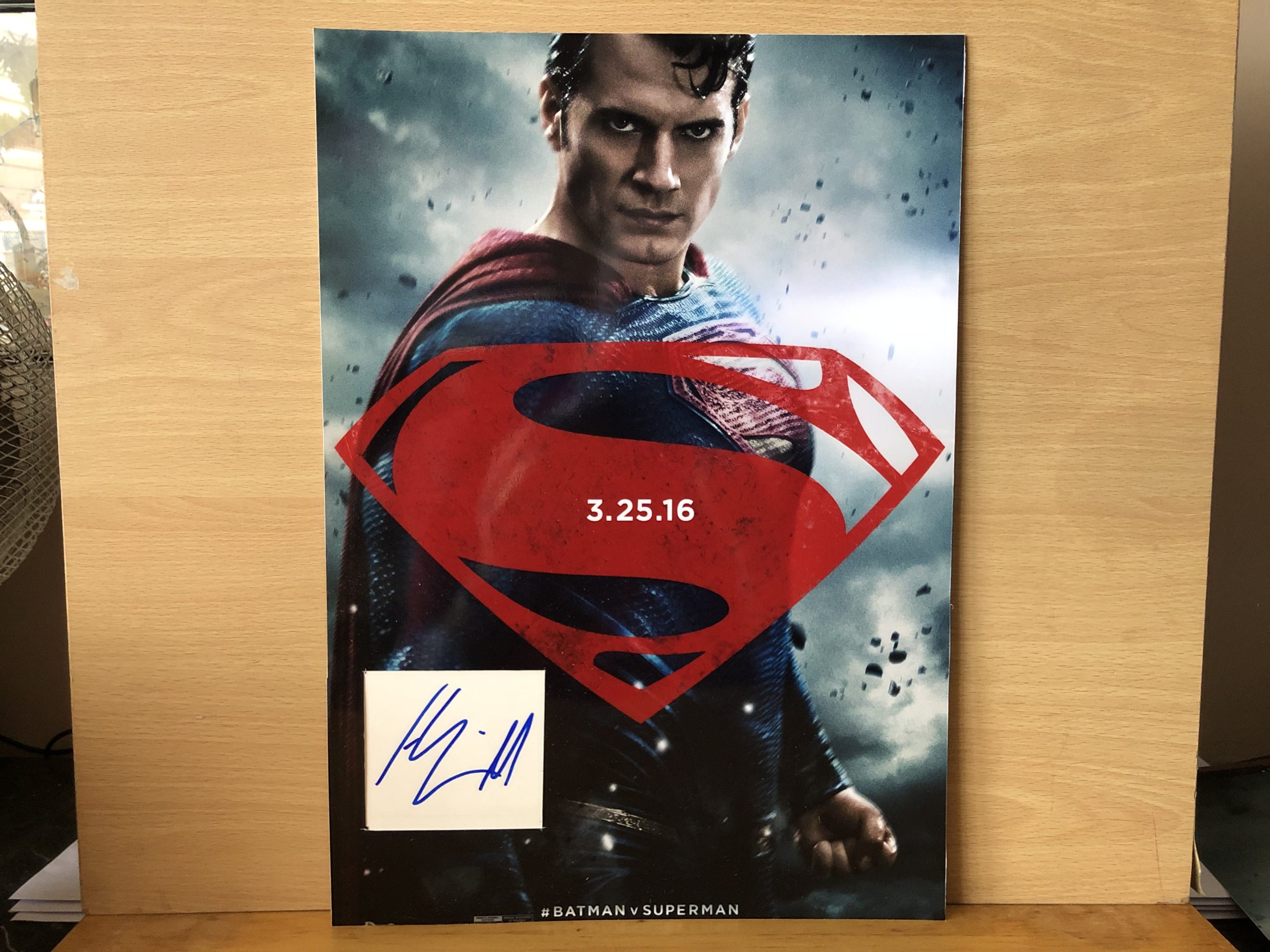 Henry Cavill Signed White Card within A3 Colour Photo Henry Cavill Signed White Card within A3 Colour Photo