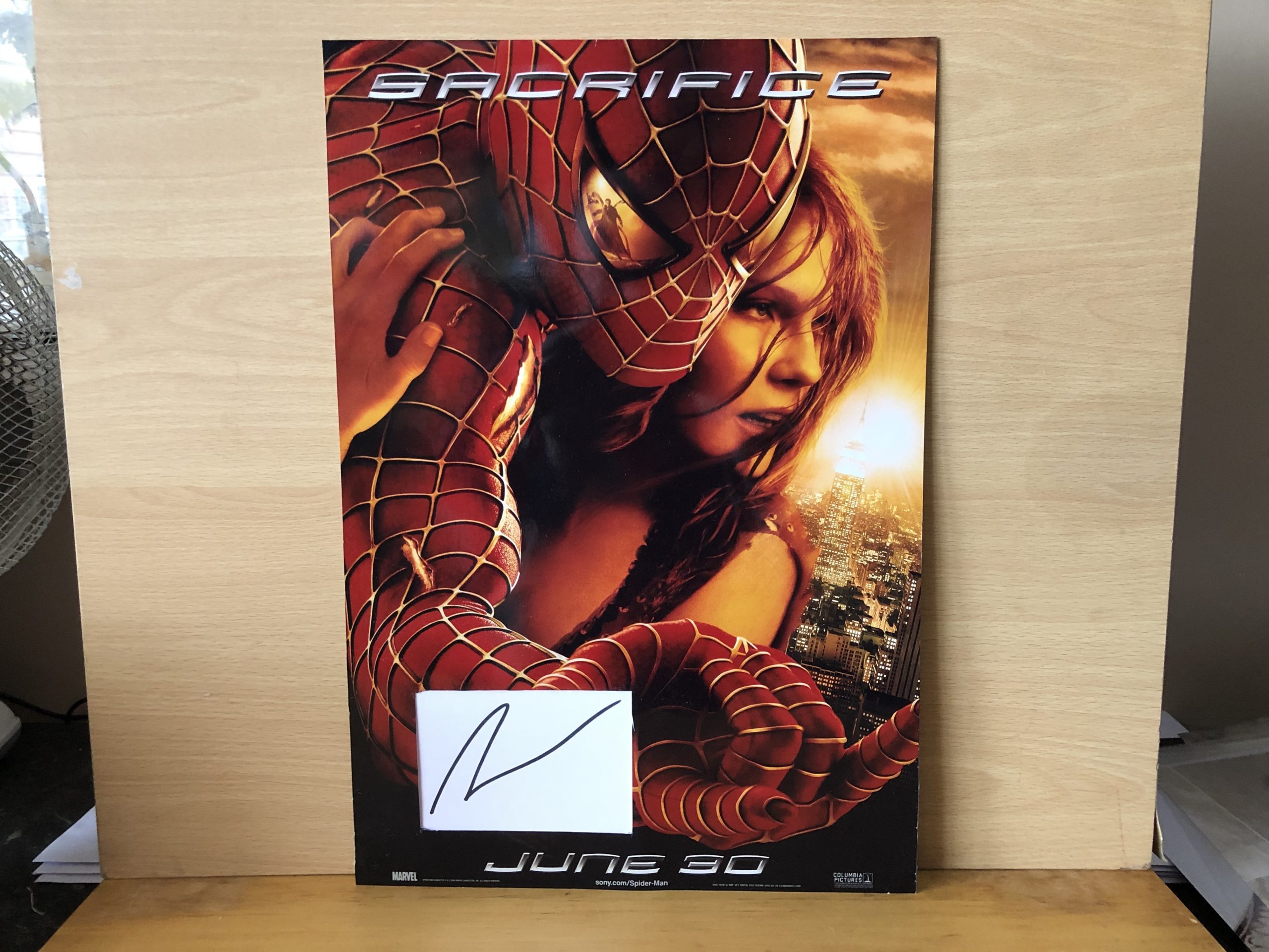 Tobey Maguire Signed White Card within A3 Colour Photo Tobey Maguire Signed White Card within A3 Colour Photo