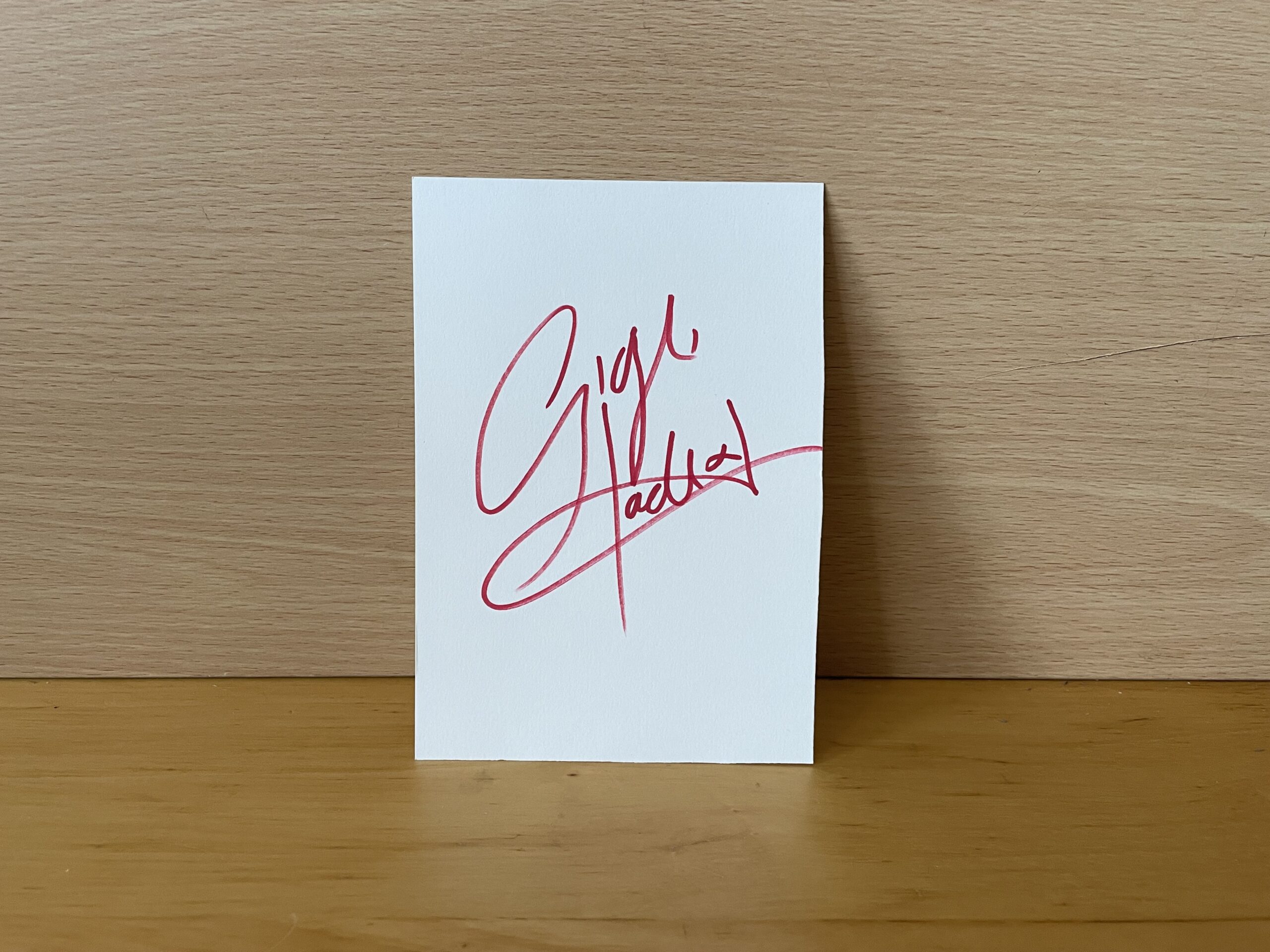 Gigi Hadid Signed White Card Gigi Hadid Signed White Card