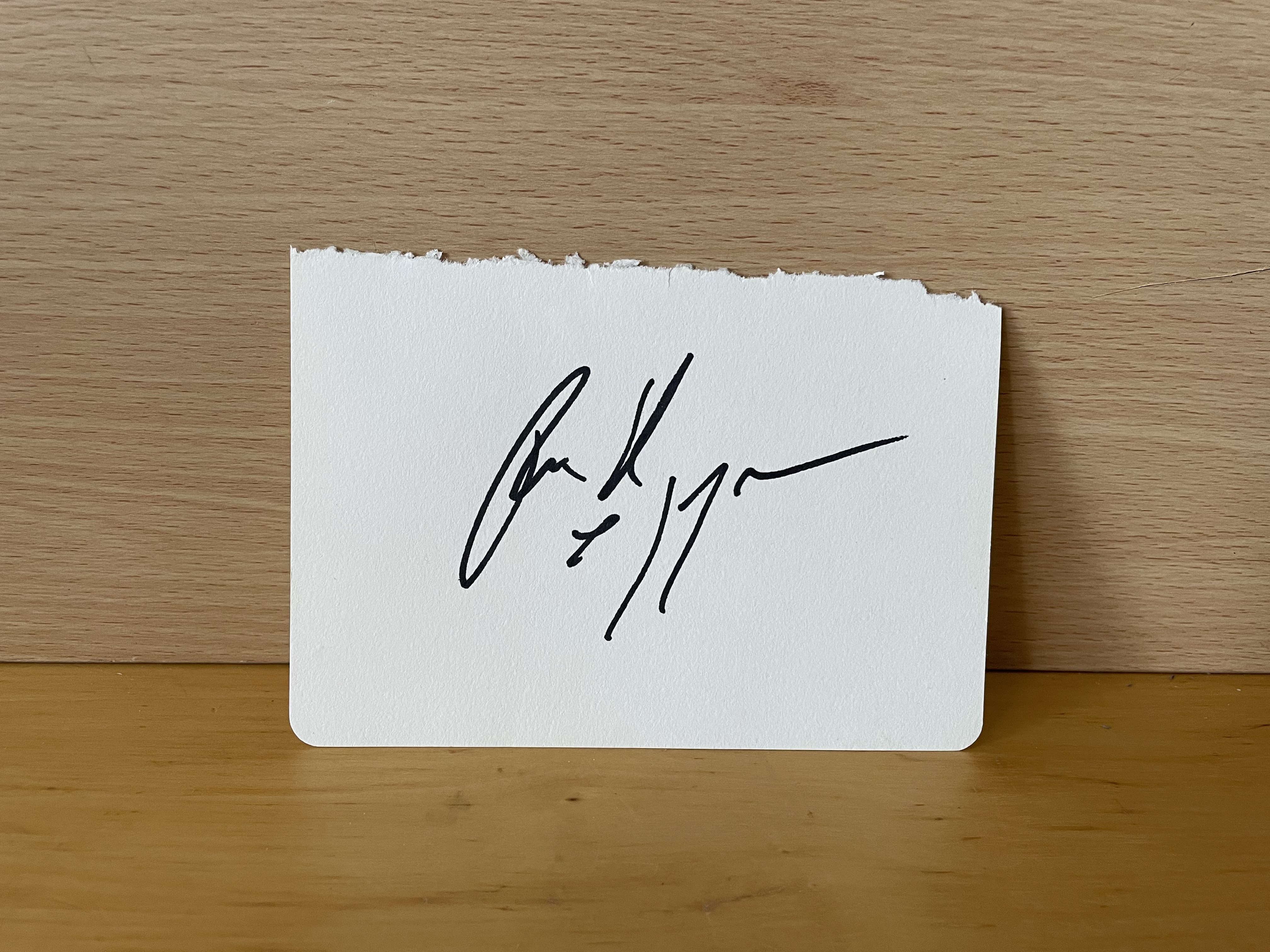 Tom Hopper Signed White Card Tom Hopper Signed White Card
