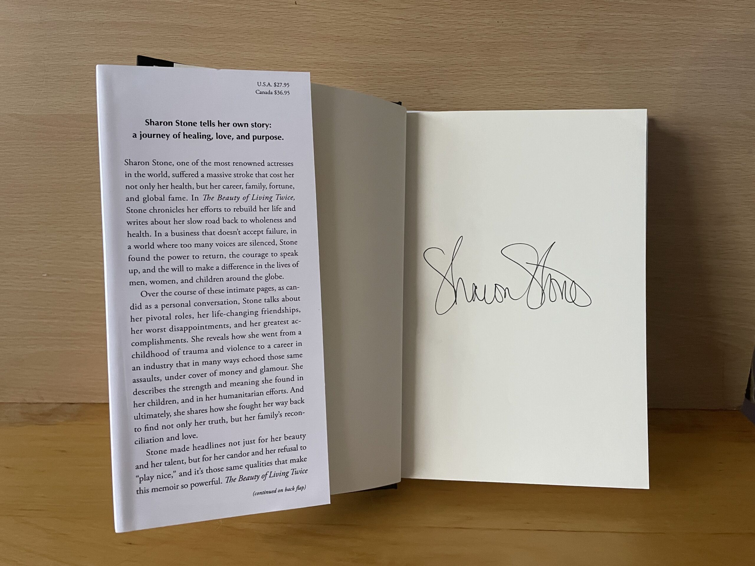 Sharon Stone Signed Book